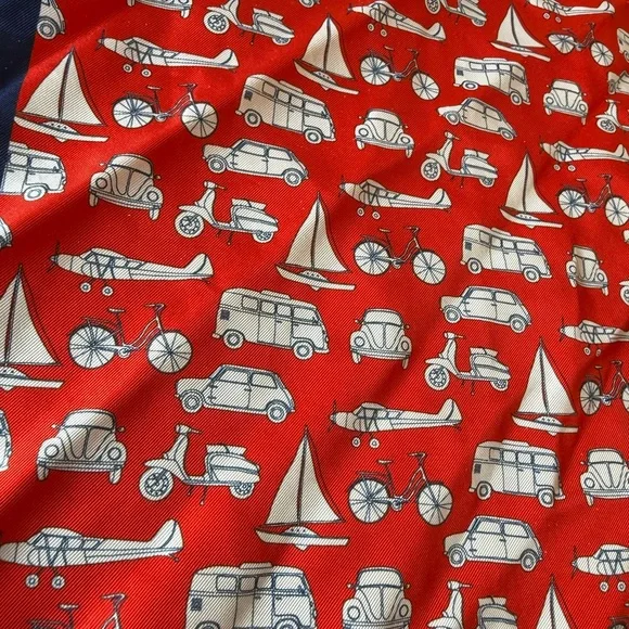 Red and Blue Patterned Pocket Square - Picture 2 of 7